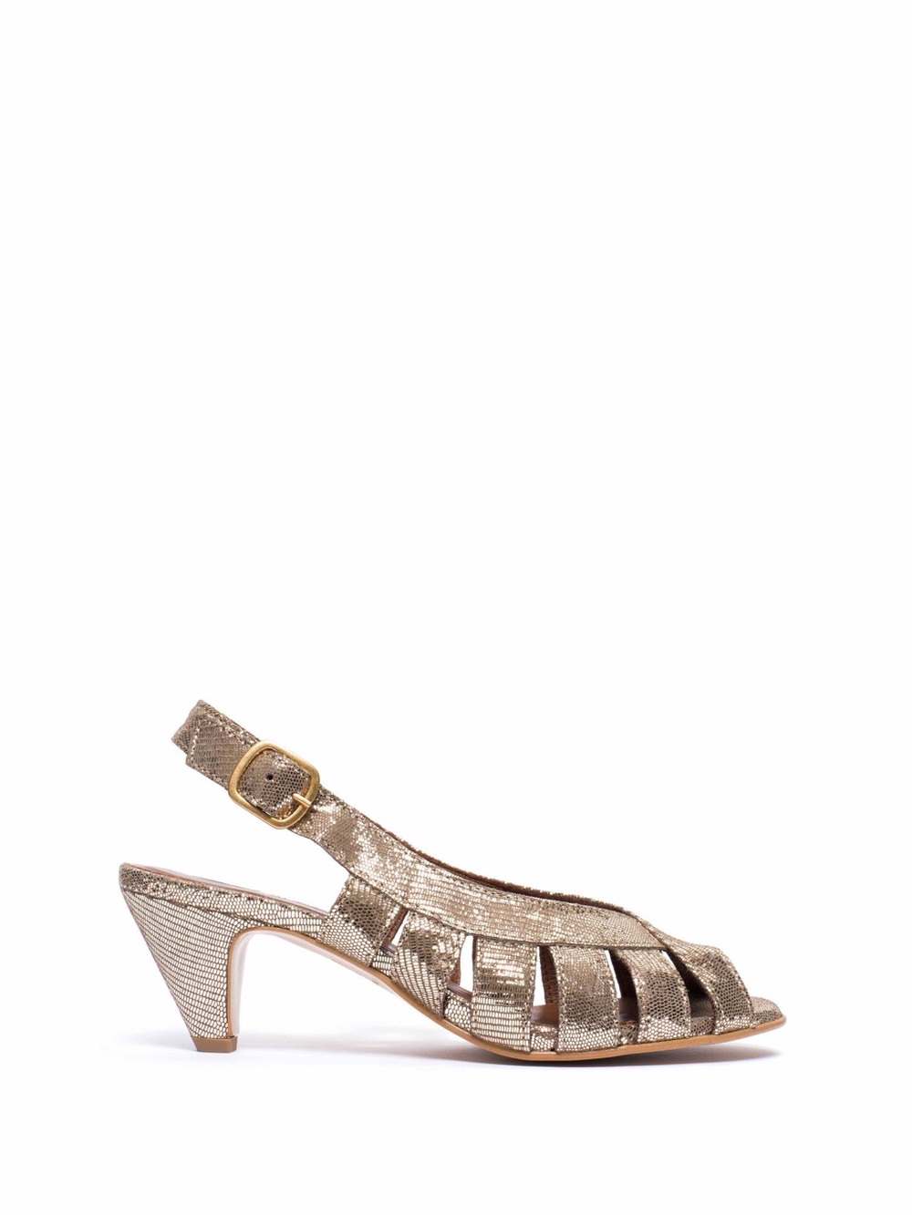Anonymous Copenhagen Sophie 50 stiletto Champagne crackled metallic size 40